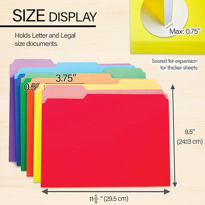 BAZIC 1/3 Cut Letter Size Color File Folder (6/Pack)