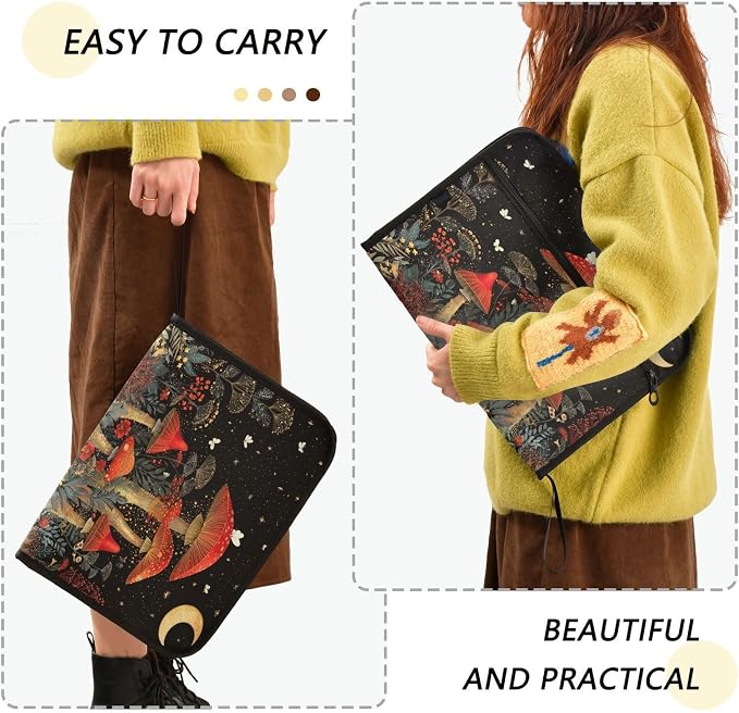 Red Mushrooms at Night Accordion File Organizer Expanding Document Folder with 13 Pockets Portable File Folder for A4 Letter Size