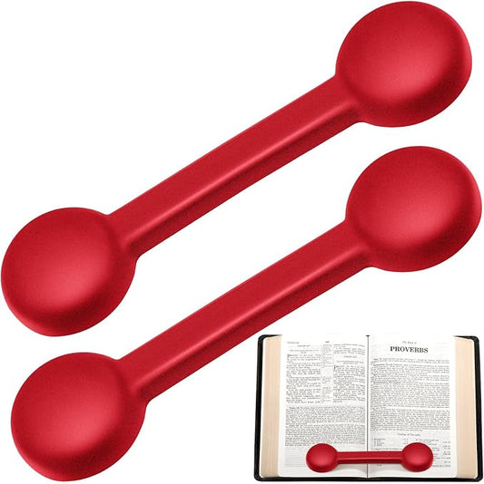 Eersida 2 Pieces Weighted Bookmarks Book Weight Page Holder Rubber Book Weight Bookmark Portable Weighted Rubber Page Holder for Adults Reading (Red)