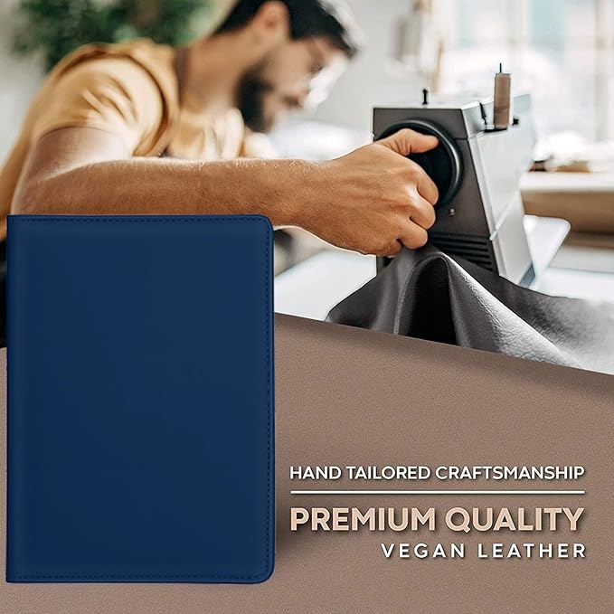 Junior Padfolio Folder - A5 Portfolio Binder Case with 5 x 8 Writing Pad and Interior Storage Pocket Executive Business Organizer for Men Women, Navy Blue