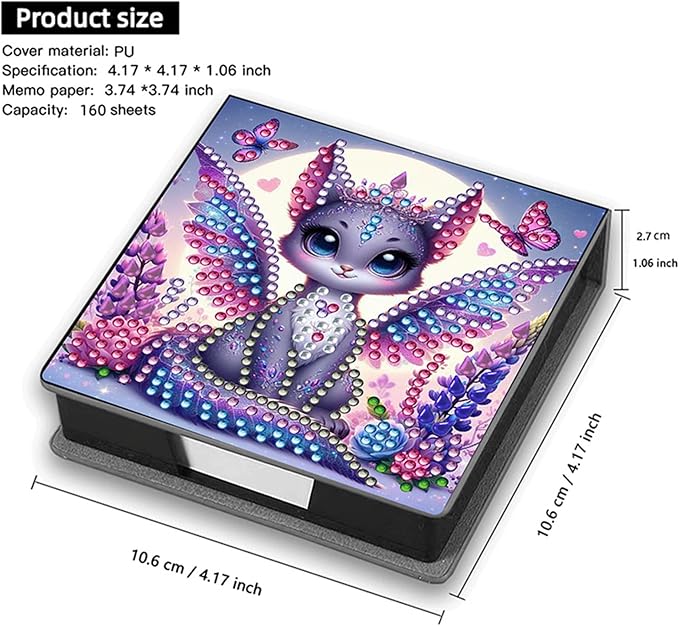 Diamonds Painting Kit Note Box,Memo Paper Storage Box Diamond Art,Sticky Note Holder Diamond Art,Diamond Painting Memo Pad For Office Desk. (Cat2)