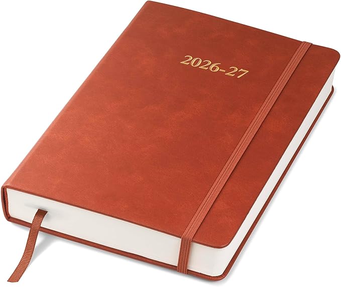 Wykeham's Executive 2026-27 Daily Journal Planner – Customization Available – Mid-Year Academic Diary (Brown, 8.5"×5.5")