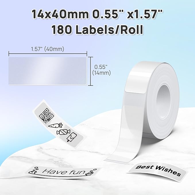 POLONO Genuine P31S Label Maker Tape, Adapted Label Print Paper, 14x40mm(0.55"x1.57"), Label Tape Refill for Home/Office, Compatible with P31S Label Maker, 540 Labels/3 Roll, Transparent