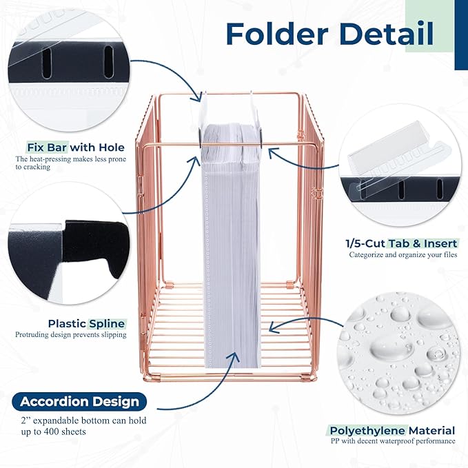 Y YOMA Plastic Extra Capacity Hanging File Folder, Letter Size, 2” Expansion, 12 Pack Clear Reinforced Expanding Hanging Folders with Tabs, Heavy Duty Waterproof Accordion for Bulky Files