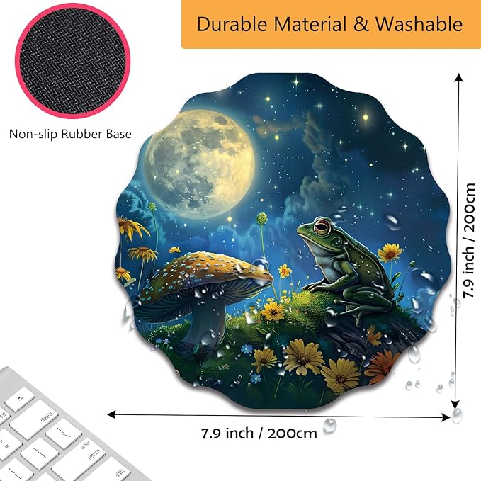 Pen Holder for Desk, PU Leather Multifunctional Desktop Storage Box and Anti-Slip Mouse Pad Set, Makeup Brush Holder Pen Organizer for Office and Home - Frog Mushroom