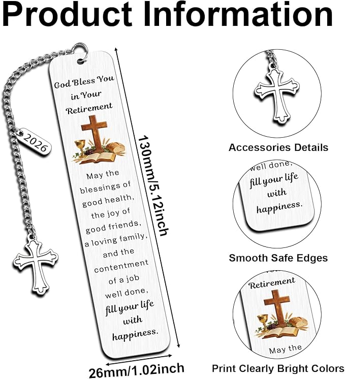 Christian Retirement Gifts for Women Men 2026, Blessings Bookmarks Happy Retirement Gifts for Women Men, Religious Going Away Leaving Farewell Gift for Coworkers Friends Teachers Pastors Retired
