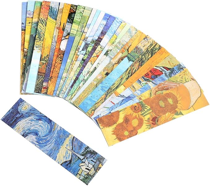 30PCs Paper Bookmarks for Women Men,Bookmarks Set for Book Lovers (Oil Painting)