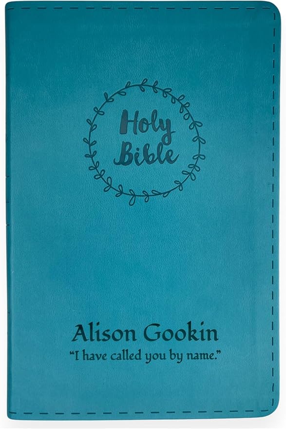 Personalized NIV Thinline Holy Bible Medium Print Size | Includes Custom Engraved Name Faux Leather Cover | Custom Gift for Christian & Religious Celebrations | Teal