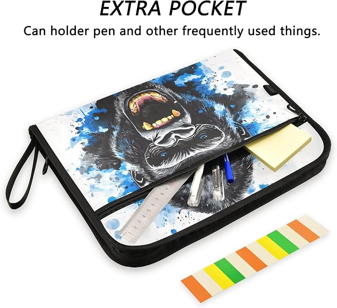 Expanding File Folder King Kong Blue Face Accordion File Organizer 13 Pockets Document Organizer with Zipper Labels A4 Letter Office Storage