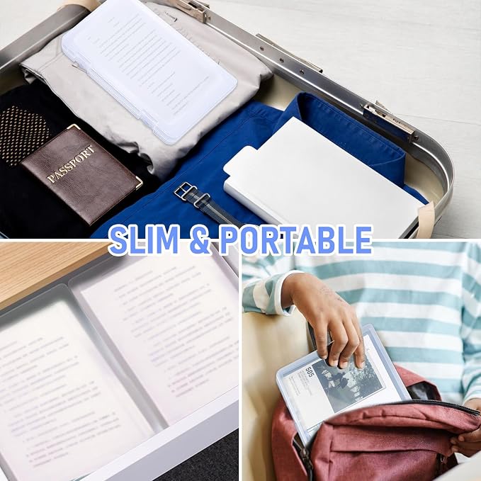 SAYEEC Portable Project Case A4 Plastic Transparent File Storage Box Paper Slim Photo Art Craft Storage Container Scrapbook Document Organizer Magazine Protector for Office School (1 Pack)