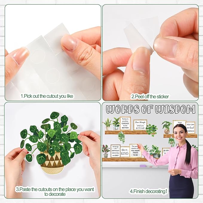 Qilery Classroom Bulletin Board Set, Greenery Bookshelf Decor, Plant Motivational Classroom Decorations, Reading Library Bulletin Board Cutouts for Back to School Teacher Wall Decor