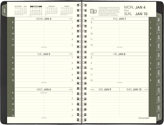 AT-A-Glance 2027 Appointment Book Planner, Weekly & Monthly, 5" x 8", Hourly, Recycled, Black (70100G0527)