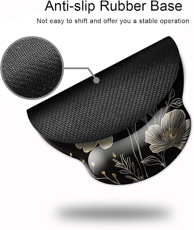 Ergonomic Mouse Pad with Wrist Support,Mouse Pad with Wrist Rest,Relieve Wrist Pain Mousepad Non-Slip Rubber Base,Mouse Pads for Desk,Computers,Laptop,Office,Home,Accessories Aesthetic Flowers