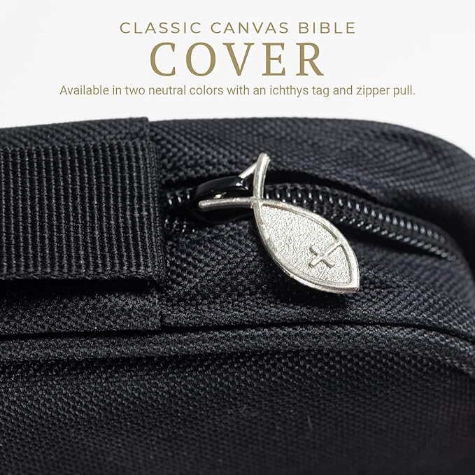 Divinity Boutique, Canvas Bible Case - Black Bible Cover for Men and Women - for Compact, X-Large and XX-Large Books