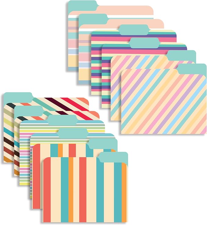 Decorative 1/3 Cut Tab File Folders (Stripes)