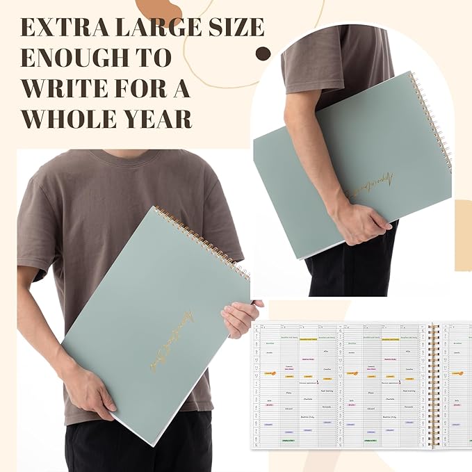 Maitys 2026-2027 Large 8 Column Salon Appointment Book for Hairstylist Spa Business, Hourly Planner 15 Minute Interval, 200 Pages Undated 6 Am 9 Pm Spiral Bound Checklist Planner(Green, Minimalist)