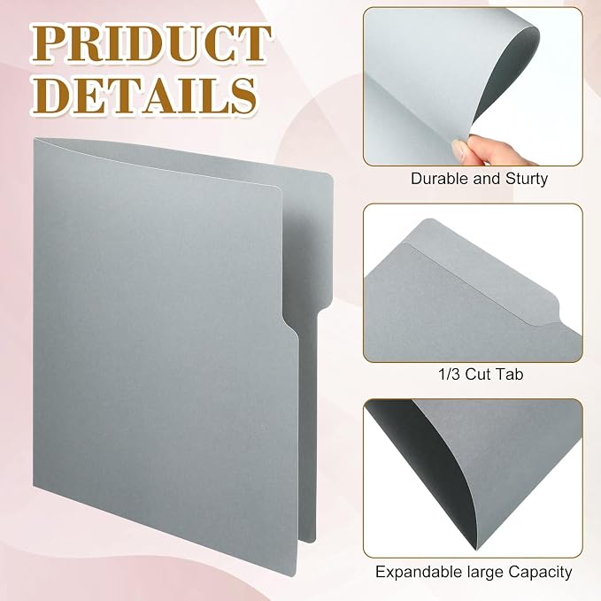 Estune 30 Pcs Decorative File Folders Letter Size Colored Manilla File Folders with 1/3-cut Tabs 11.69 x 9.25 Inches Graphic Laurel Leaf Office Supplies Organizers(Morandi)