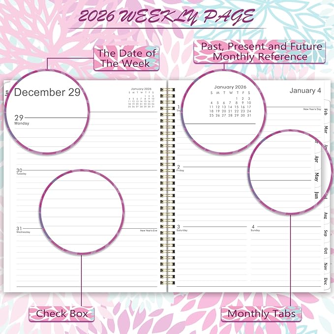 2026 Planner - 9'' x 11'' Calendar Planner 2026, Jan. 2026 - Dec. 2026, Planner Weekly and Monthly, Large Planner 2026 with Monthly Tabs, Inner Pocket