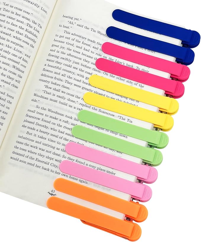 12Pcs Automatic Bookmark, Silicone Smart Book Marks for Reading Women, Men, Kids,Cute Unique Book Markers Bookmark Clip Reading Accessories Gifts for Book Lovers