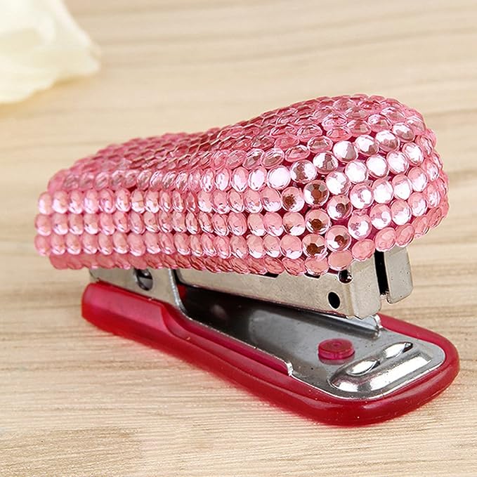 Liudan Stapler Stapler Small Stapler Desktop Stapler Diamond Encrusted Stapler Pink Gift Stapler Home Office Supplies Office Stapler