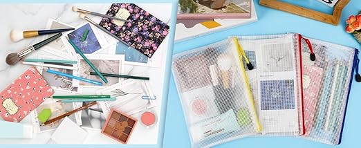 Unifizz B8 Plastic Wallets Folder, Zip Lock Bags Waterproof Clear Mesh Zipper Pouch Document Bag Office School Storage Pouches for Business Receipts Organization, 13 x 10cm, Blue, 1pcs