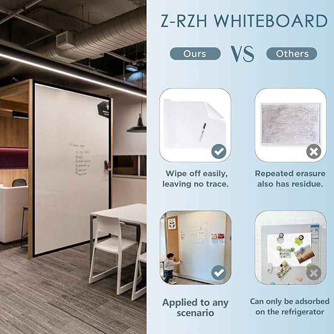 Magnetic Dry Erase Board Paper，16" x 32"Self-Adhesive Whiteboard for Walls， Ideal for Office, Home and School, Perfect for Bulletin, to-Do Lists and Kids' Graffiti Wall