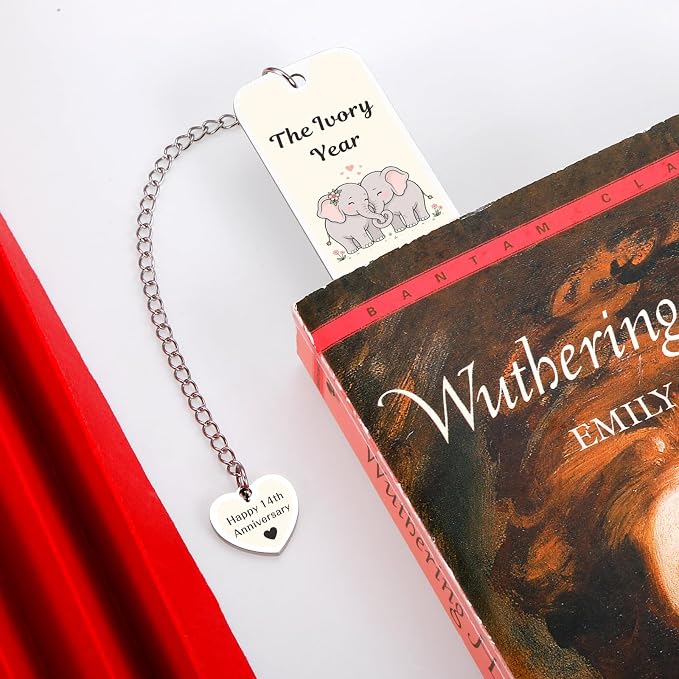 14 Year Anniversary Ivory Gifts for Her Him Bookmark for 14th Anniversary Wedding Gifts for Husband Wife Women Men Valentines Anniversary Ivory Gifts for Couple Sweetest Day Christmas Birthday