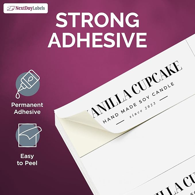 NextDayLabels 2.83x1 Inch Rectangle Stickers White Blank Labels for Laser Inkjet Printer - 33 Per Sheet Self-Adhesive Address Mailing Barcode Made in USA - 8,250 Labels