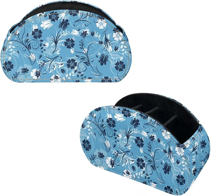 TV Remote Holder with 5 Compartments, Floral Print Office Desk Organizers - Vanity Organizers/Nightstand Accessory,Storage for Jewelry/Cosmetic Brushs/Pens
