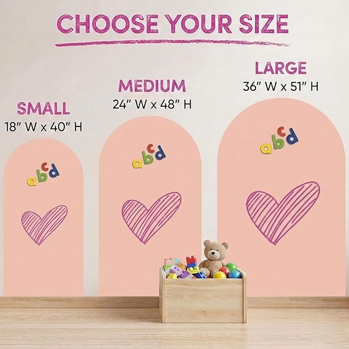 Large Arch Magnetic Wall Decal - 51" x 36" Matte Finish Chalkboard Sticker for Wall - Magnetic Board for Playroom, Home Classroom(Camel Blush)