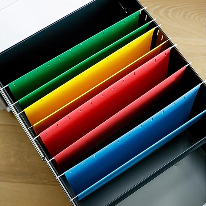 pmybupo Blue 6 Pack Hanging Colored Folder File Cabinet Organizer Letter Size 1/5 Cut Adjustable Label Decoration Home Office School Classroom