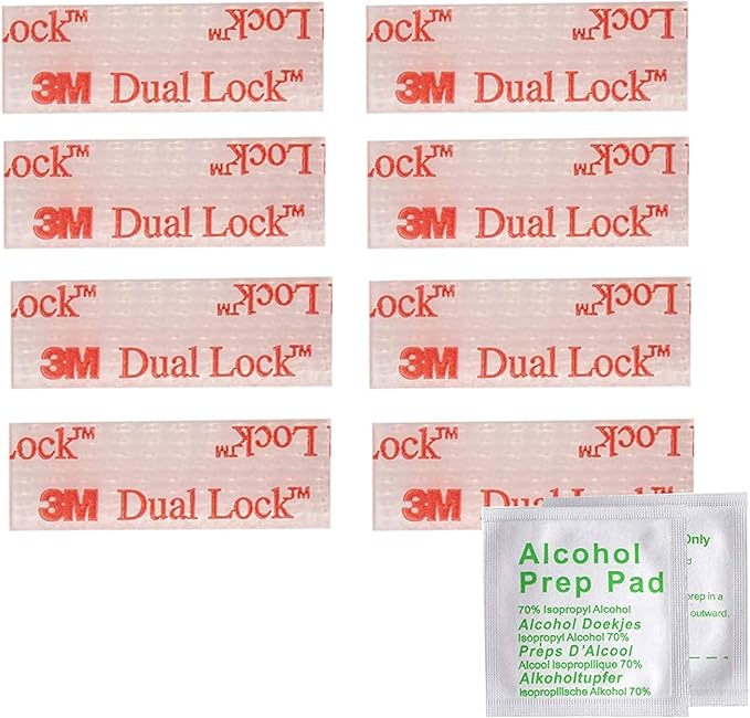 EZ Pass/I-Pass/Toll Tag Tape Mounting Kit, 8pcs Reclosable Fastener, Glue Adhesive Dual Lock Tape Ezpass Tag Holder, with Alcohol Prep Pad, Easy Peel & Stick, High Performance Adhesive