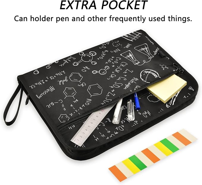 Drawing Chemical Black 13 Pockets Expanding File Folder with Sticky Labels Accordion File Folder Document Organizer Letter Size A4 Papers Expandable File Keeper