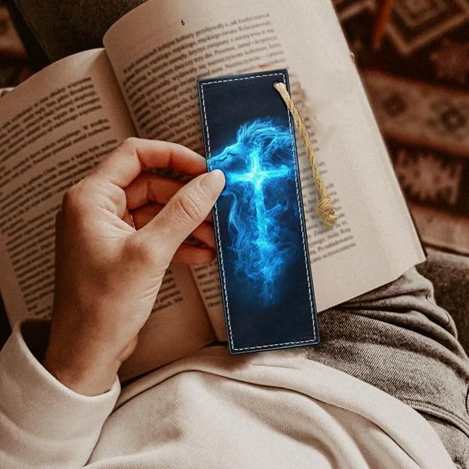 Personalized Bookmark, Bookmark for Book Lovers Abstract Blue Cross Bookmarks for Reading Lovers