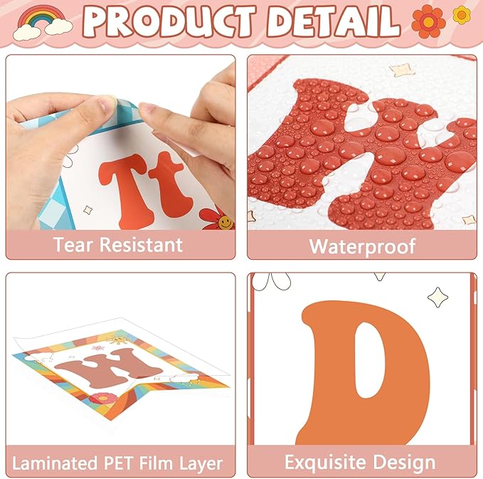 Groovy Bulletin Board Decorations Retro Classroom Decor Word Wall Bulletin Board Set Groovy Themed Wordwall Letters Summer Hippie Daisy Cutouts for Elementary Preschool Back to School Wall Supplies