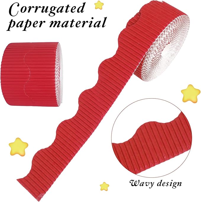 8 Pcs 400ft Bulletin Board Borders Bulk Poster Cork Bulletin Board Trim Classroom Scalloped Borders Decor for 100 Day of School Students Teacher Supplies, 8 Colors