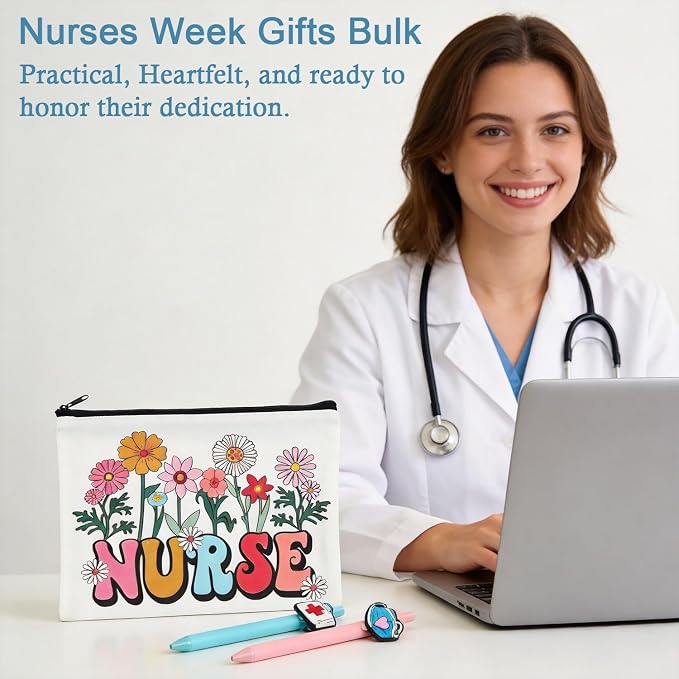 6 Pack Nurse Appreciation Gifts Bulk 2026, Nurses Week Gifts Bulk with Makeup Bag Pen Stickers Sticky Notes, Nurse Essentials Kit for Women RN CNA, School Nurses Graduation Gifts, Hospital Staff
