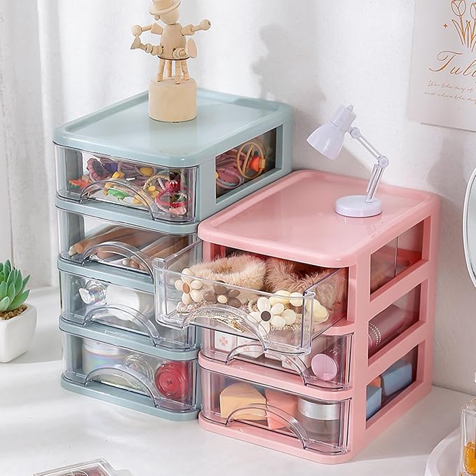 ljhnba Desktop Storage Box Stackable Cabinet Small Drawers Organizers Stationery and Supplies Clear Organizer with Drawers Stationery Organizer Box