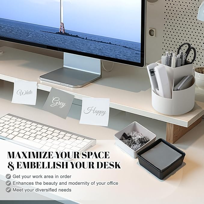 Kosiz 27 Pcs Black White Desk Accessories Gift for Aesthetic Desk Organizer Neutral Office Supplies Pen Holder Stapler Binder Sticky Notes Paper Clips Scissor Staples for Back to School(Classics)