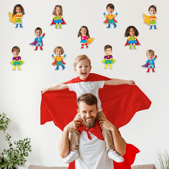 48Pcs Super Themed Cutouts Bulletin Board Decorations Hero Theme Paper Cut Outs DIY Photo Picture Craft for Kids Kindergarten Party Home Wall Back to School Classroom Birthday Supplies