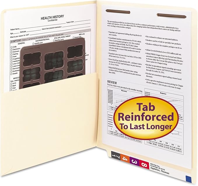 Smead End Tab Pocket Folder with Fastener, Straight-Cut Tab, 1 Pocket, Letter Size, Manila, 50 Count