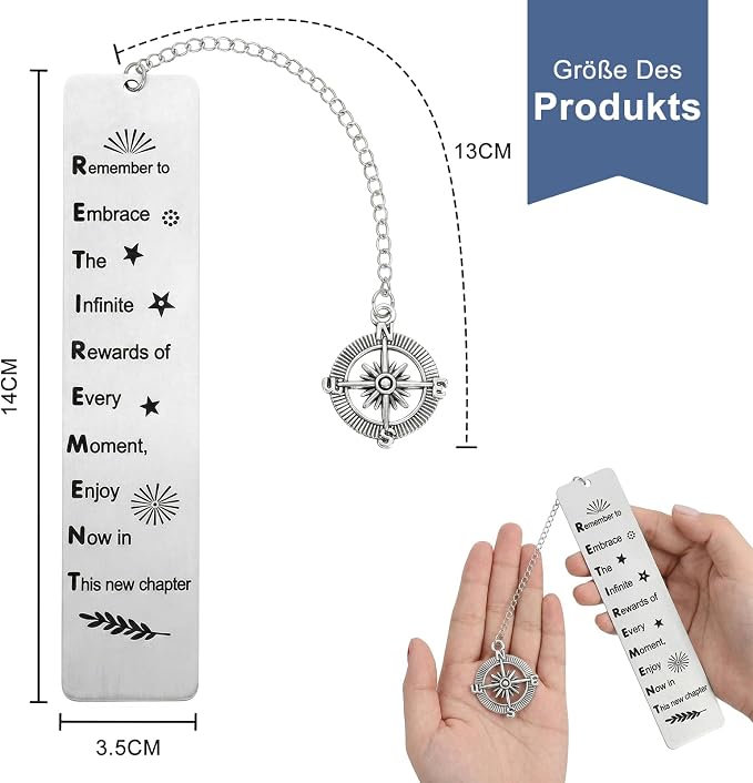 Retirement Gifts for Women, Kaluofan 2026 Teacher Retirement Gift for Women, Bookmarks for Women Men, Happy Retirement Enjoy The Next Chapter Bookmark with Compass Pendant Best Wishing