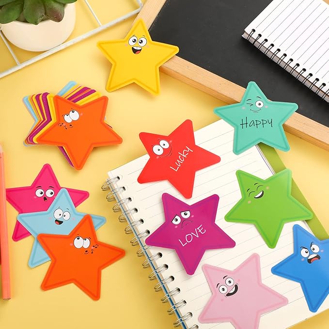 Eaasty 200 Pcs Star Cutouts Paper Star Bulletin Board Cut Out for Classroom Decoration Assorted Color Star Shape Die Cut Accents for Kids Teacher DIY Craft Project Spring Summer Theme School Party