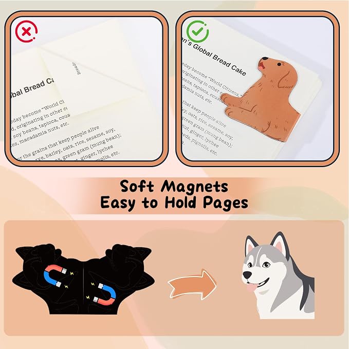10Pcs Dog Magnetic Bookmarks Cute Bookmark Dogs Book Marks, Party Favors Gifts, Gifts for Book Lovers, Book Marks for Reading Women