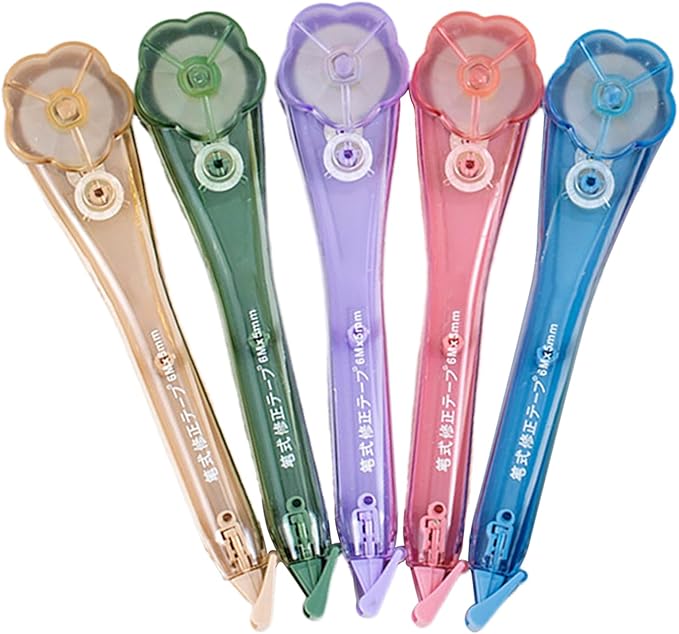 White Correction Tape | Flower Shape Stationery,Corrector Tape Roller Pen,for Teachers Home Office Writers Journalists Test Taking Journaling Crafting Studying Exam School