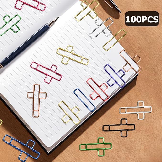 100Pcs Cross Paper Clips, Versatile Bible Paper Clips Journaling Paper Clip, Great Bookmarks for Bible Study Supplies/Christian Office and Home(Multicolored)