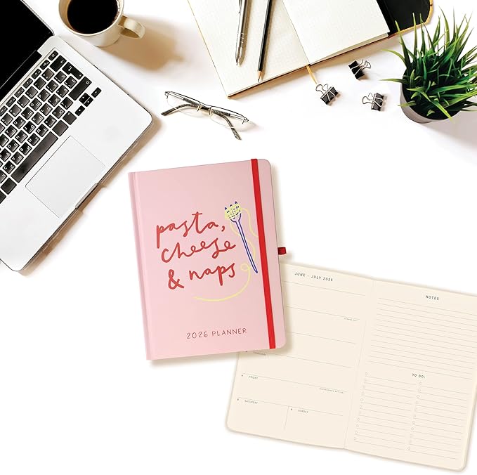 July 2025 – Dec. 2026 Planner by Graphique, Weekly and Monthly Planner, 18 Months Calendar, Hardcover, Pasta, 6” x 8”