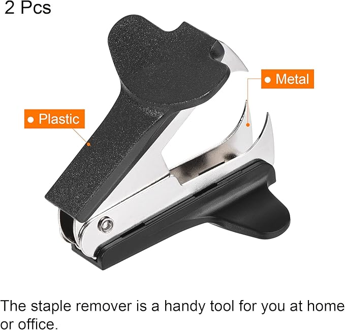 MECCANIXITY Staple Remover Tools, Staplers Puller Steel Jaw for Office Home Desktop Accessory, Black Pack of 2