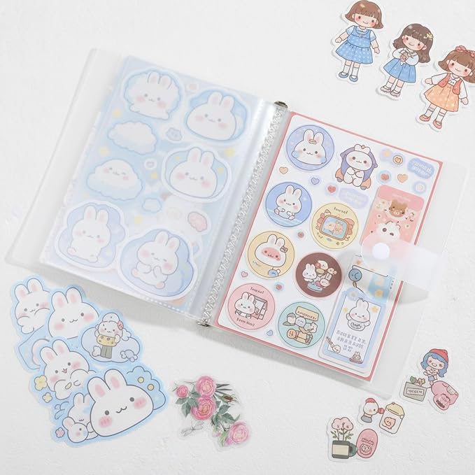 40 Pockets Sticker Organizer Storage Album with Snap Book Stickers Collecting Binder A6 Nail Art Sticker for Scrapbook Planner Journal Stickers Cards