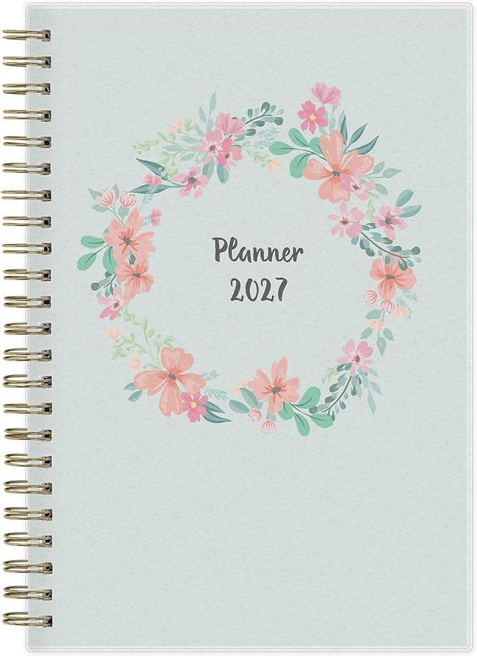 Blue Sky 2027 Weekly and Monthly Planner Calendar, January 2027 - December 2027, 5" x 8", Flexible Frosted Cover, Laminated Tabs, Durable Twin Wire Binding, Laurel